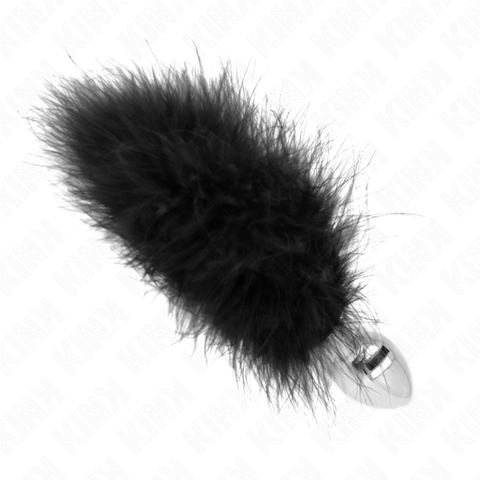 KINK - PLUG ANAL DE ACERO INOXIDABLE DE 11 x 7 CM CON PLUMA DE 11 CM