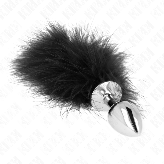 KINK - PLUG ANAL DE ACERO INOXIDABLE DE 11 x 7 CM CON PLUMA DE 11 CM