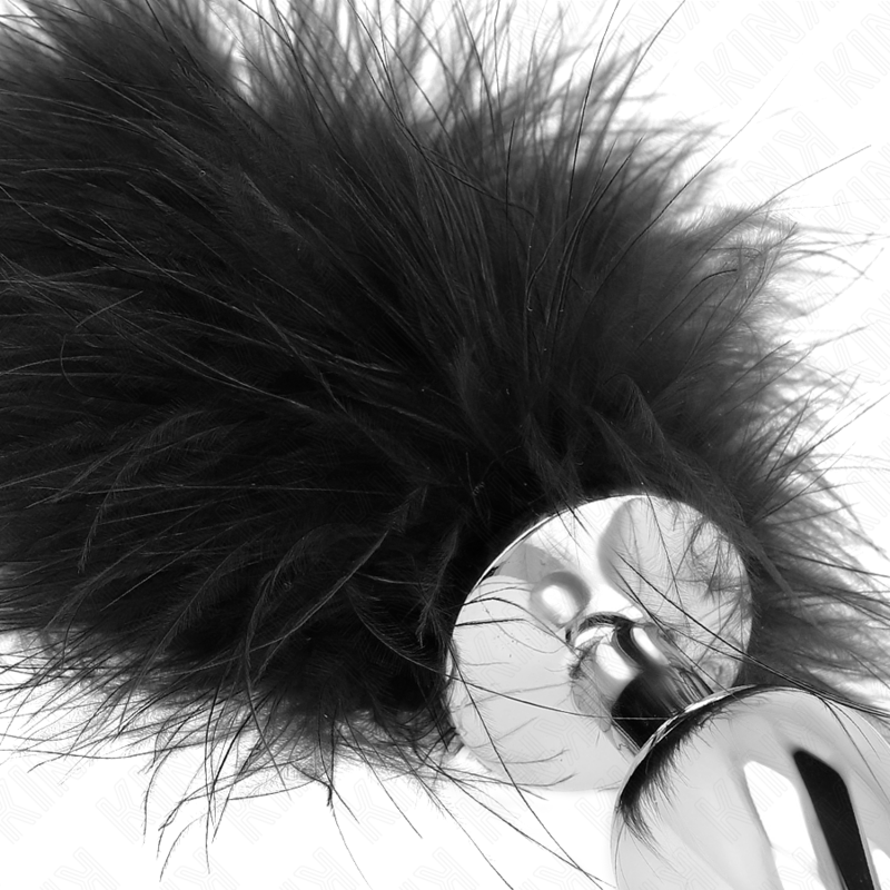 KINK - PLUG ANAL DE ACERO INOXIDABLE DE 11 x 7 CM CON PLUMA DE 11 CM