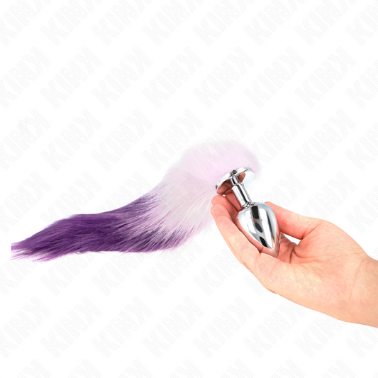 KINK - PLUG ANAL TAMAÑO G 10 X 4 CM CON COLA SINTÉTICA 40 CM MORADO