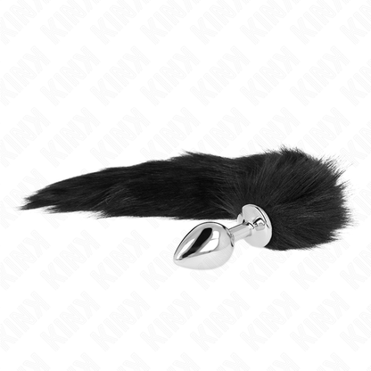 KINK - PLUG ANAL TAMAÑO M 8 X 3.5 CM CON COLA SINTÉTICA 40 CM NEGRO