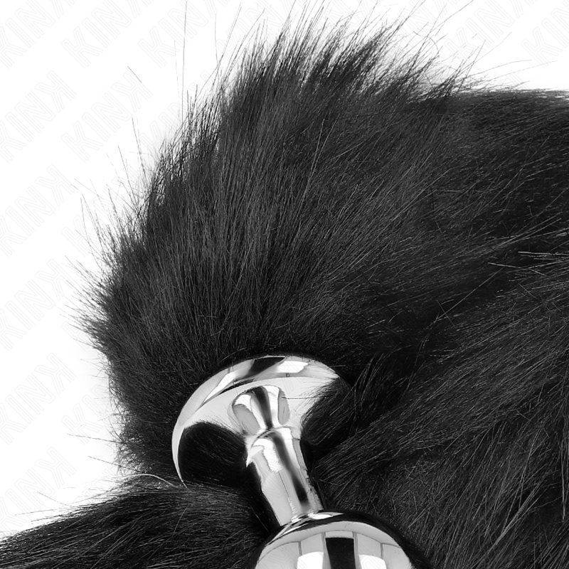KINK - PLUG ANAL TAMAÑO M 8 X 3.5 CM CON COLA SINTÉTICA 40 CM NEGRO
