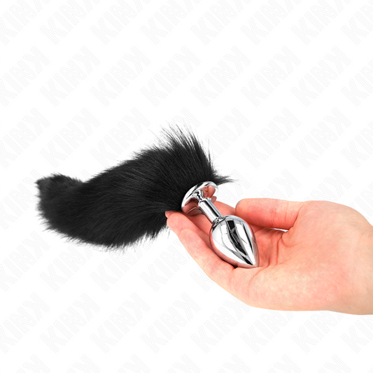 KINK - PLUG ANAL TAMAÑO M 8 X 3.5 CM CON COLA SINTÉTICA 40 CM NEGRO