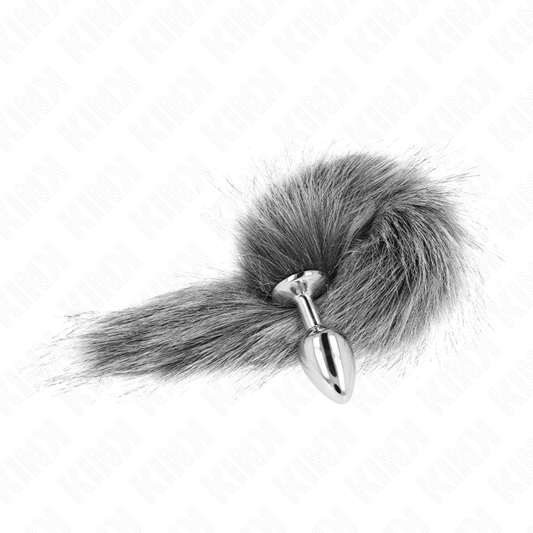 KINK - PLUG ANAL TAMAÑO P 7 X 3 CM CON COLA SINTÉTICA 40 CM GRIS