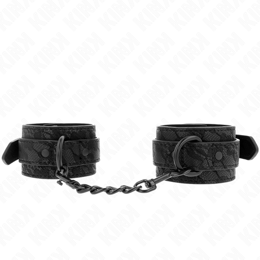 KINK - BLACK ADJUSTABLE DARK LACE COVERED CUFFS 19-26 CM