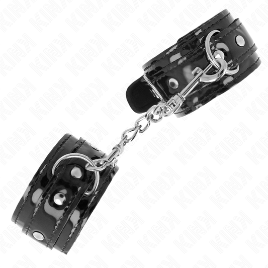 KINK - ADJUSTABLE GLOSSY NEOPRENE WRIST CUFFS 17-24 CM X 4.5 CM