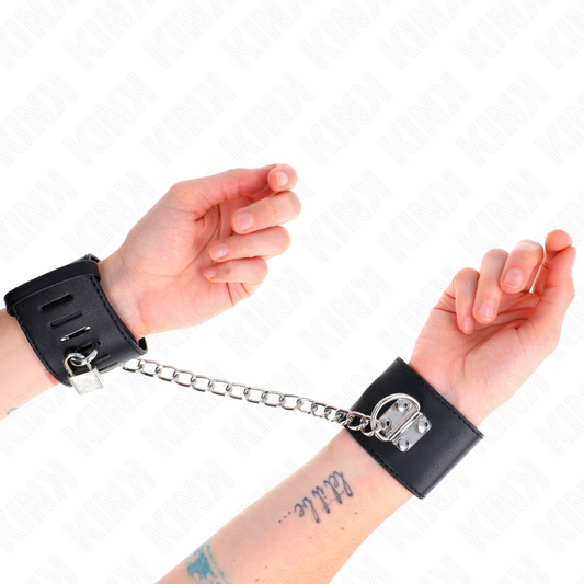 KINK - FIXED CUFFS WITH 30 CM CHAIN AND ADJUSTABLE BLACK PADLOCK CLOSURE 16-23 CM X 5.5 CM