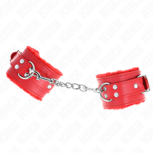 KINK - RED FUR LINING WRIST WITH ADJUSTABLE RED BELT 17-29 CM X 6 CM
