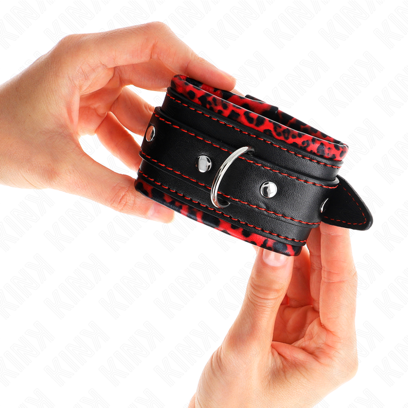 KINK - RED/BLACK FUR LINING WRIST ADJUSTABLE 17-29 CM X 6 CM