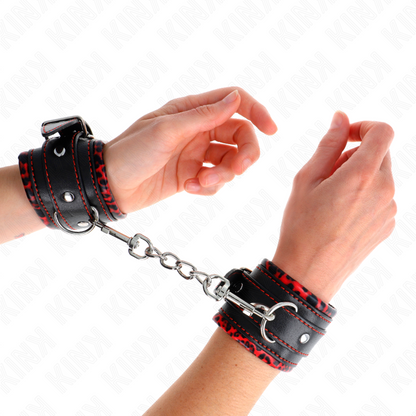 KINK - RED/BLACK FUR LINING WRIST ADJUSTABLE 17-29 CM X 6 CM