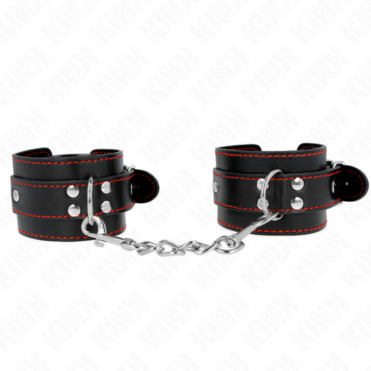 KINK - BLACK CUFFS WITH ADJUSTABLE RED LINING 20-28 CM X 5.5 CM