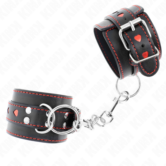 KINK - BLACK WRIST WITH ADJUSTABLE RED HEART INSERT 21-28 CM X 5.5 CM