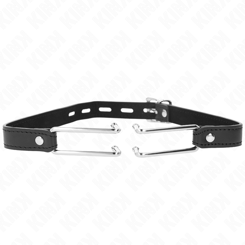 KINK - 11.5 CM METAL HOOK GAG WITH ADJUSTABLE LEATHER STRAP 39-58 CM X 2 CM
