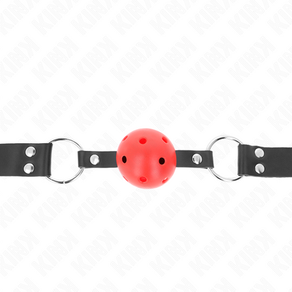 KINK - BREATHABLE BALL GAG 4 CM RED DOUBLE RIVET 62.5 x 2.5 CM ADJUSTABLE 42-58 CM