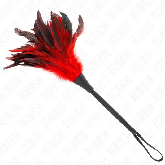 KINK - PLUMAS DE POLLO ROJAS EN FORMA DE CUERNO 36 CM