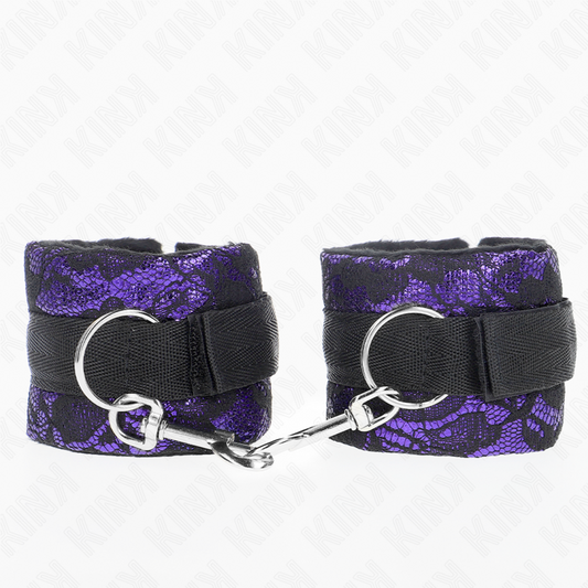 KINK - SHORT VELVET LACE CUFFS AND PURPLE/BLACK NYLON BIND 23 X 6.5 CM