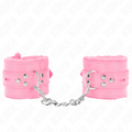 Kink - Puño de Piel Forrada con Agujeros Cuadrados Rosa y Cinturón Rosa Ajustable 17-29 Cm X 6 Cm