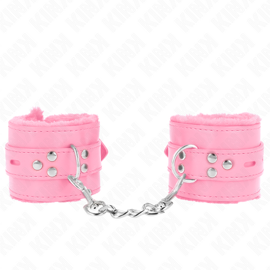 KINK - FUR LINING WRIST WITH PINK SQUARE HOLES AND ADJUSTABLE PINK BELT 17-29 CM X 6 CM