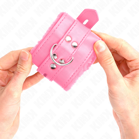KINK - FUR LINING WRIST WITH PINK SQUARE HOLES AND ADJUSTABLE PINK BELT 17-29 CM X 6 CM