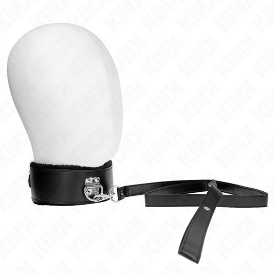 KINK - 116 CM COLLAR WITH LEASH WITH SILVER NAILS MODEL 4 BLACK ADJUSTABLE 40-48 CM X 6 CM