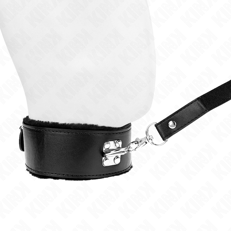 KINK - 116 CM COLLAR WITH LEASH WITH SILVER NAILS MODEL 4 BLACK ADJUSTABLE 40-48 CM X 6 CM