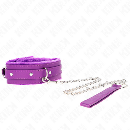 KINK - COLLAR WITH LEASH 65 CM WITH PURPLE RESTRICTIONS 36-42 CM X 5.5 CM