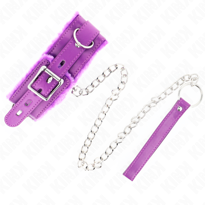 KINK - COLLAR WITH LEASH 65 CM WITH PURPLE RESTRICTIONS 36-42 CM X 5.5 CM