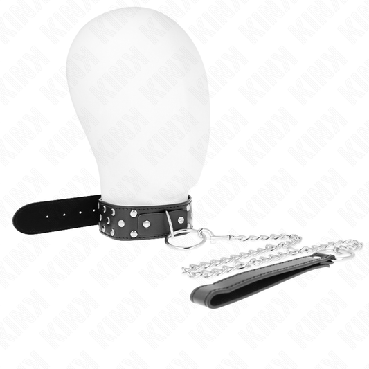 KINK - RING RIVET STRAP COLLAR WITH BELT 65 CM BLACK ADJUSTABLE 36-50 CM X 3.8 CM