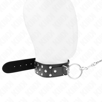 KINK - RING RIVET STRAP COLLAR WITH BELT 65 CM BLACK ADJUSTABLE 36-50 CM X 3.8 CM