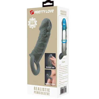 PRETTY LOVE - FUNDA REALISTA PARA AGRANDAMIENTO DEL PENE Y RETRASADO DE GRIS