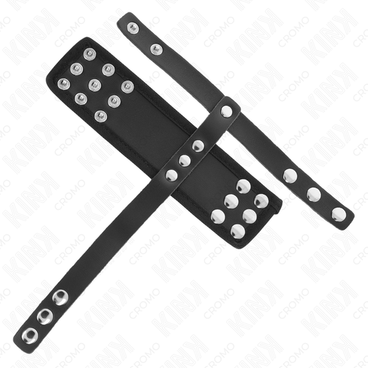 KINK - ANILLO DE CUERO PARA JAULA DE PENE CON CORREA DIVISORA DE BOLAS RECUBIERTA Y AJUSTABLE