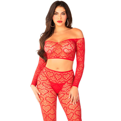 LEG AVENUE - CROP TOP + RED SOCKS ONE SIZE