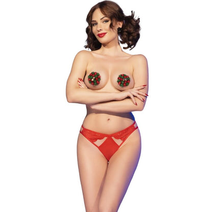 CHILIROSE - CR 4839 CHRISTMAS SET NIPPLE COVERS + RED PANTIES L/GG