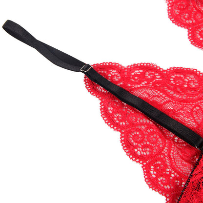 SUBBLIME - 953898 SILK AND LACE SHIRT + RED PANTIES S/M
