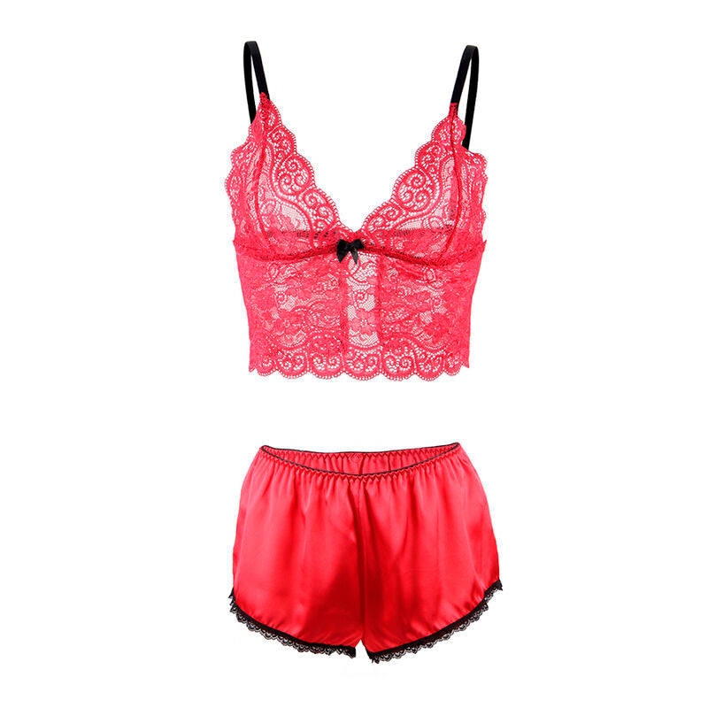 SUBBLIME - 953898 SILK AND LACE SHIRT + RED PANTIES S/M