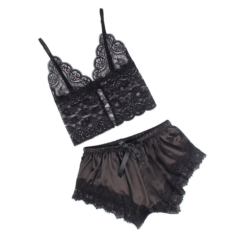 SUBBLIME - 953942 CASUAL SILK SHIRT + BLACK LACE TROUSERS L/XL