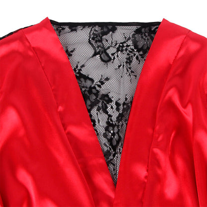 SUBBLIME - 954024 CAMISA DE ENCAJE TRANSPARENTE EN LA ESPALDA + TANGA ROJO/NEGRO L/GG