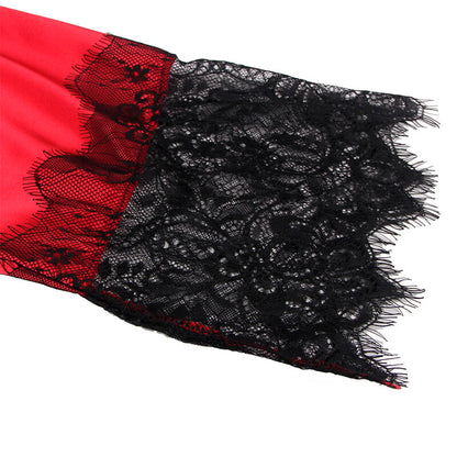 SUBBLIME - 954024 CAMISA DE ENCAJE TRANSPARENTE EN LA ESPALDA + TANGA ROJO/NEGRO L/GG