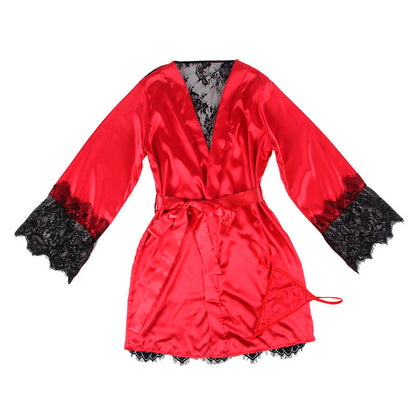 SUBBLIME - 954024 CAMISA DE ENCAJE TRANSPARENTE EN LA ESPALDA + TANGA ROJO/NEGRO L/GG