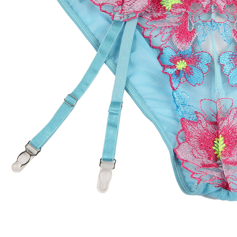 SUBBLIME - 954116 SUJETADOR + BRAGUITA CON LIGUERO DISEÑO FLORAL AZUL L/GG
