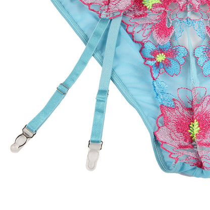 SUBBLIME - 954116 SUJETADOR + BRAGUITA CON LIGUERO DISEÑO FLORAL AZUL L/GG