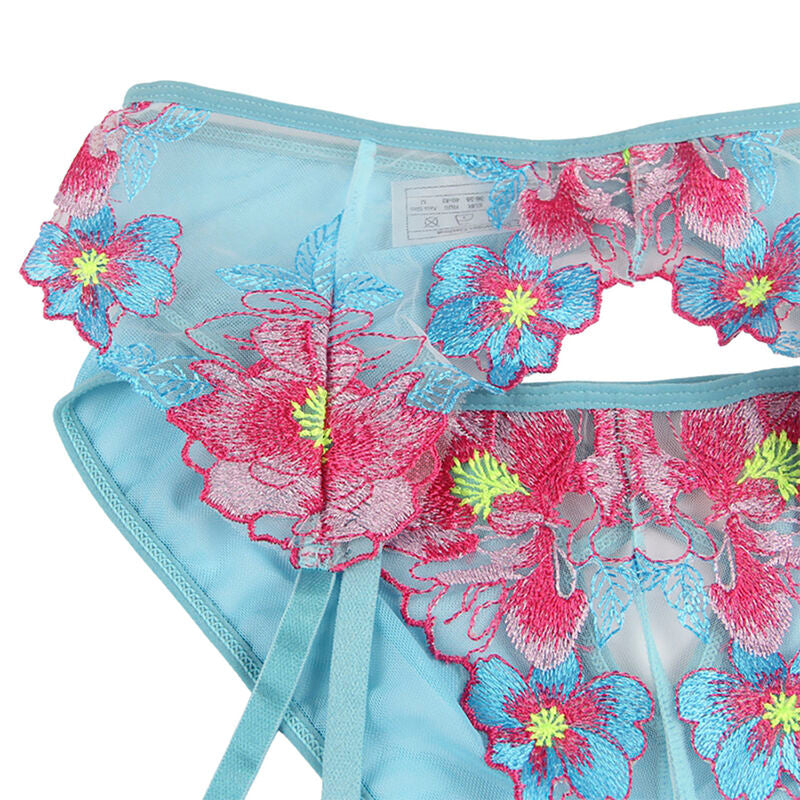 SUBBLIME - 954116 SUJETADOR + BRAGUITA CON LIGUERO DISEÑO FLORAL AZUL L/GG