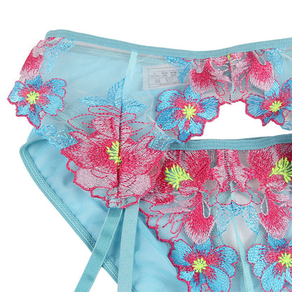 SUBBLIME - 954116 SUJETADOR + BRAGUITA CON LIGUERO DISEÑO FLORAL AZUL L/GG