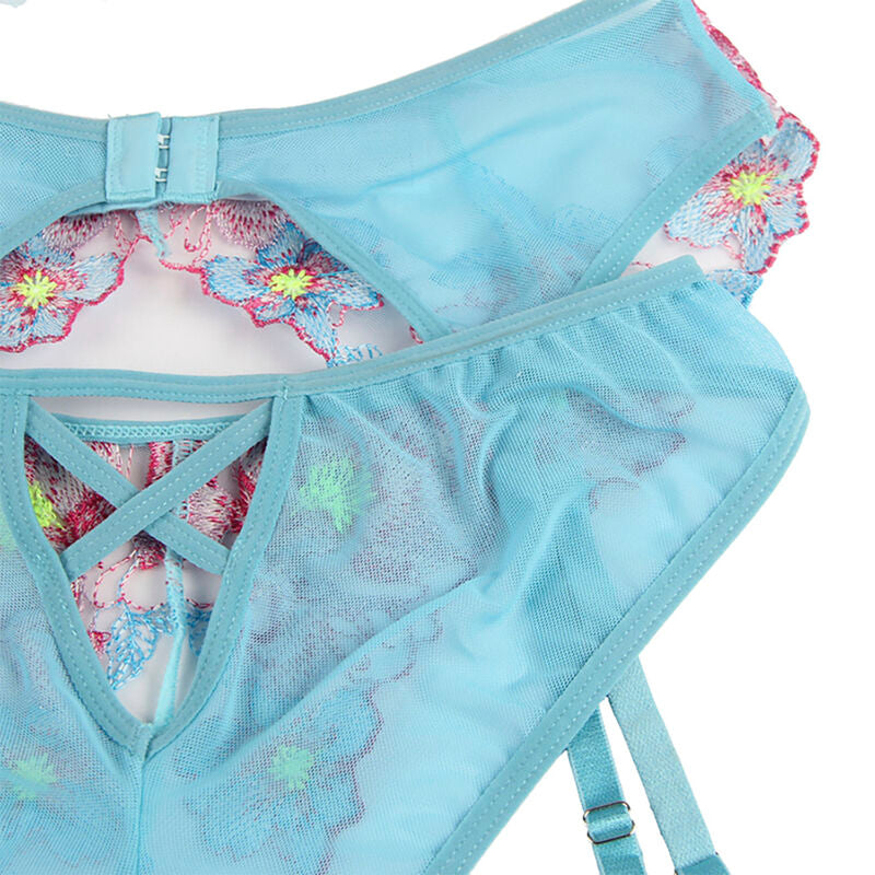 SUBBLIME - 954116 SUJETADOR + BRAGUITA CON LIGUERO DISEÑO FLORAL AZUL L/GG