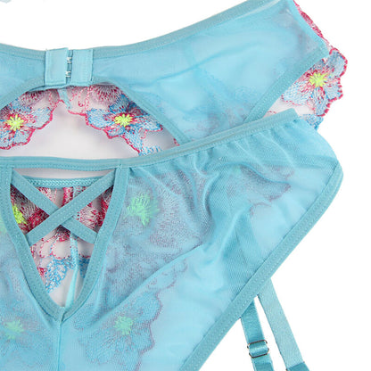 SUBBLIME - 954116 SUJETADOR + BRAGUITA CON LIGUERO DISEÑO FLORAL AZUL L/GG