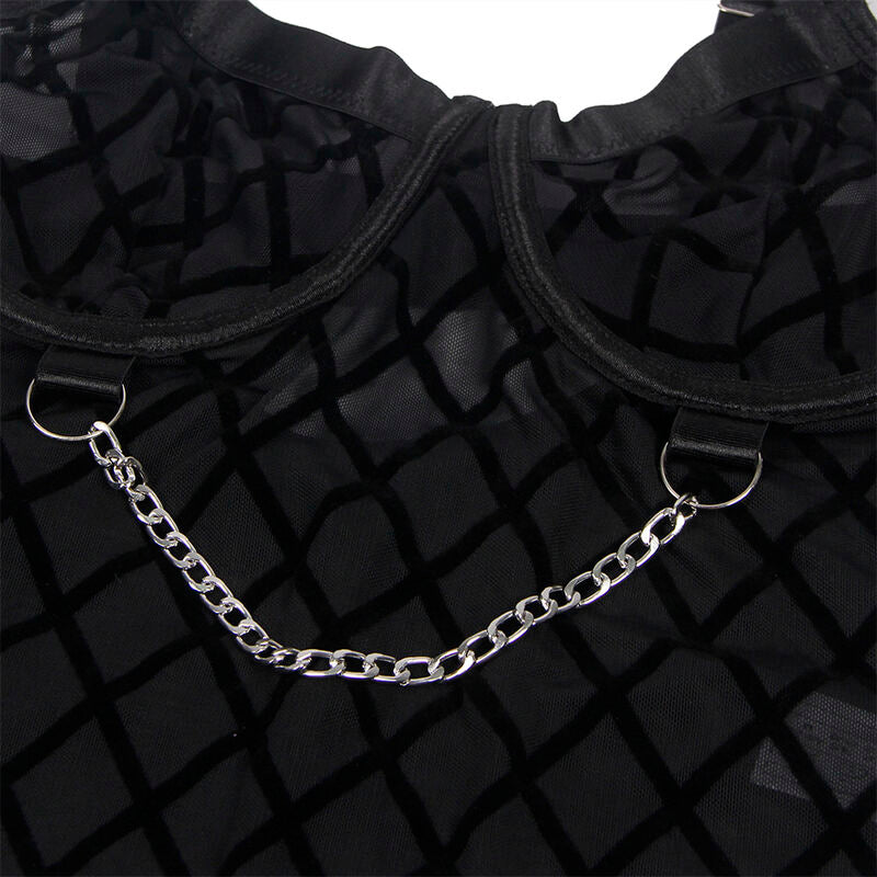 SUBBLIME - 9542277 BODYSUIT WITH CHAINS + GARTER BELT BLACK L/XL