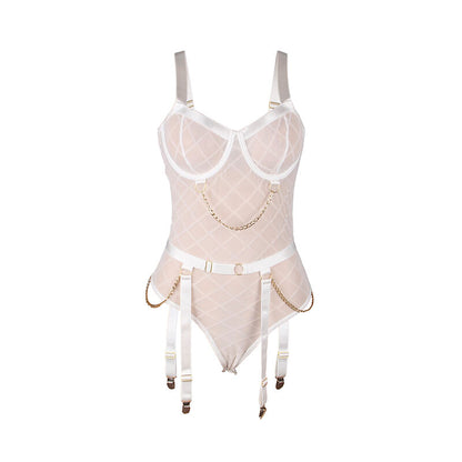 SUBBLIME - 954291 BODY CON CADENAS + LIGUERO BLANCO L/XL