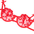 Subblime - 954321 Sujetador Con Estampado De Corazones + Tanga + Liguero Rojo S/M
