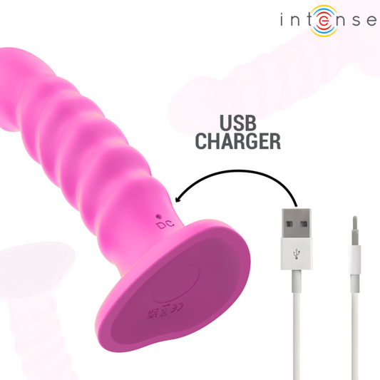 INTENSE - CINDY VIBRADOR TAMAÑO G DISEÑO ESPIRAL 10 VIBRACIONES CONTROL REMOTO ROSA