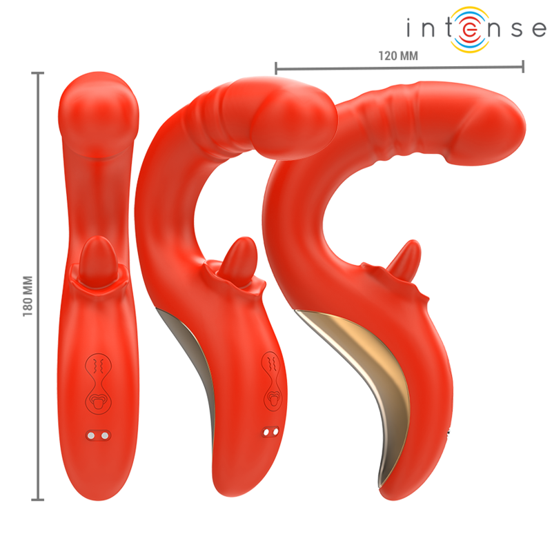 INTENSE - VIBRADOR E ESTIMULADOR PAULINA EM FORMATO U VERMELHO